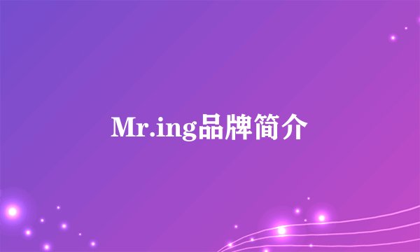 Mr.ing品牌简介