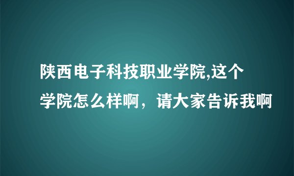 陕西电子科技职业学院,这个学院怎么样啊，请大家告诉我啊