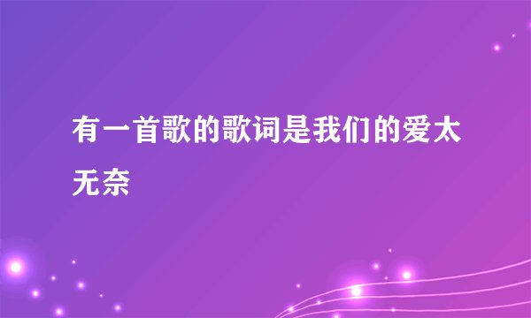 有一首歌的歌词是我们的爱太无奈