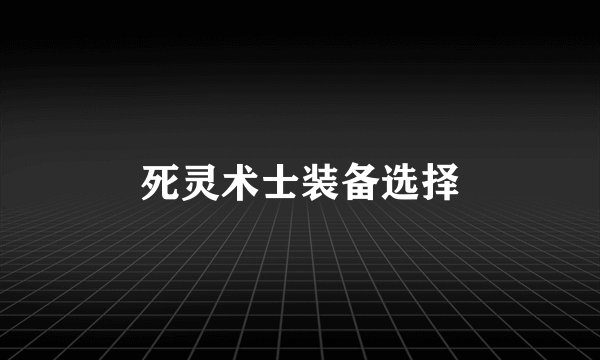 死灵术士装备选择