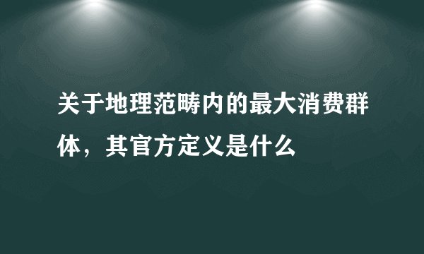 关于地理范畴内的最大消费群体,其官方定义是什么