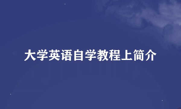 大学英语自学教程上简介