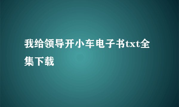 我给领导开小车电子书txt全集下载