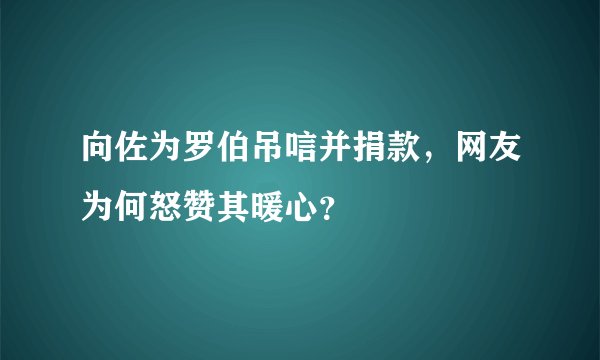 向佐为罗伯吊唁并捐款，网友为何怒赞其暖心？