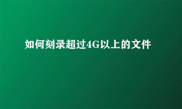 如何刻录超过4G以上的文件