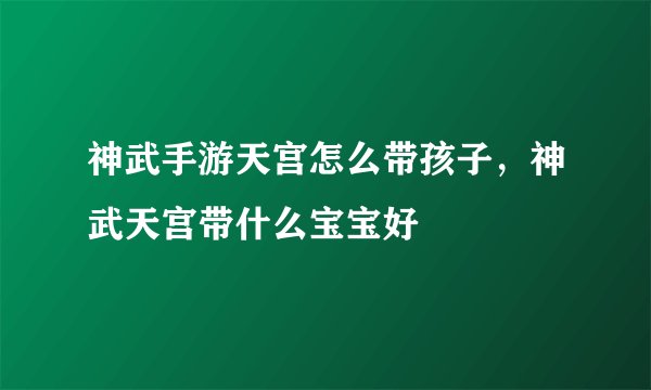 神武手游天宫怎么带孩子，神武天宫带什么宝宝好