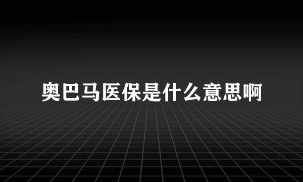奥巴马医保是什么意思啊