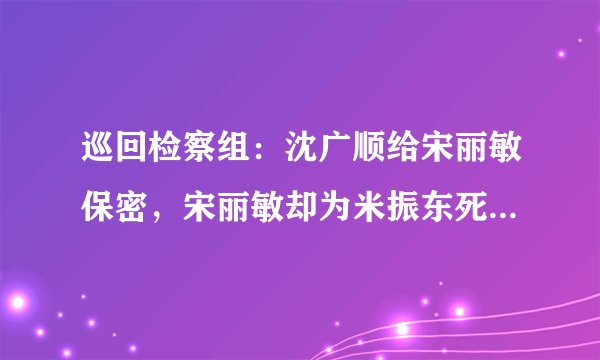 巡回检察组：沈广顺给宋丽敏保密，宋丽敏却为米振东死？太可悲了