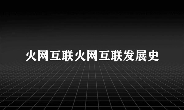 火网互联火网互联发展史