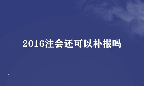 2016注会还可以补报吗