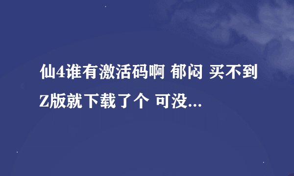 仙4谁有激活码啊 郁闷 买不到Z版就下载了个 可没激活码 555