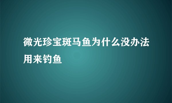 微光珍宝斑马鱼为什么没办法用来钓鱼
