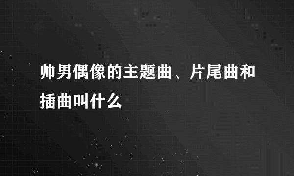 帅男偶像的主题曲、片尾曲和插曲叫什么