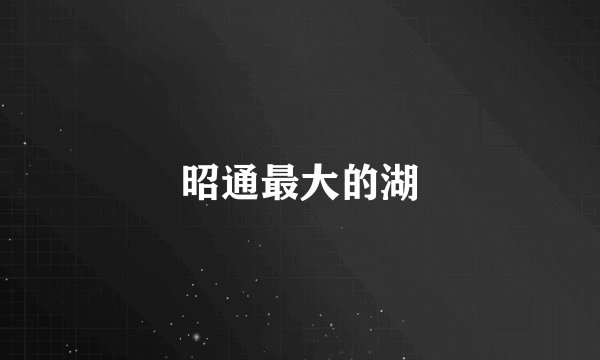 昭通最大的湖