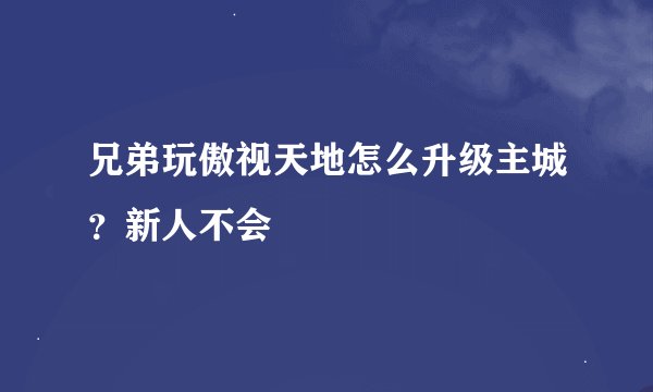 兄弟玩傲视天地怎么升级主城?新人不会