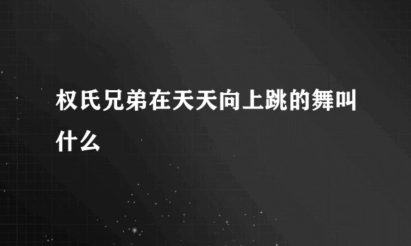 权氏兄弟在天天向上跳的舞叫什么