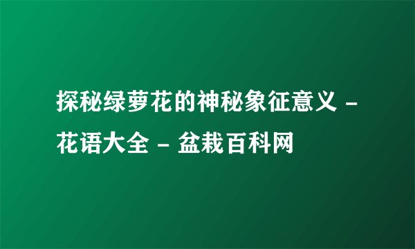 探秘绿萝花的神秘象征意义 - 花语大全 - 盆栽百科网