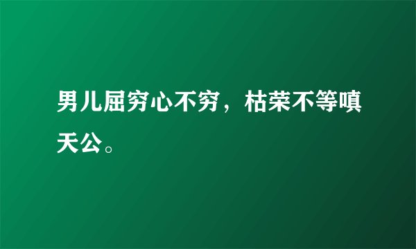 男儿屈穷心不穷，枯荣不等嗔天公。