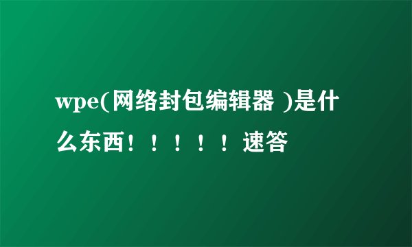 wpe(网络封包编辑器 )是什么东西！！！！！速答