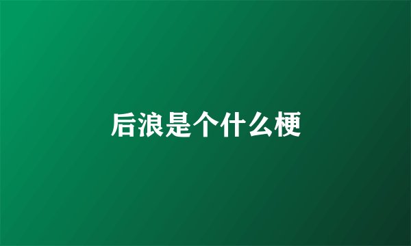 后浪是个什么梗