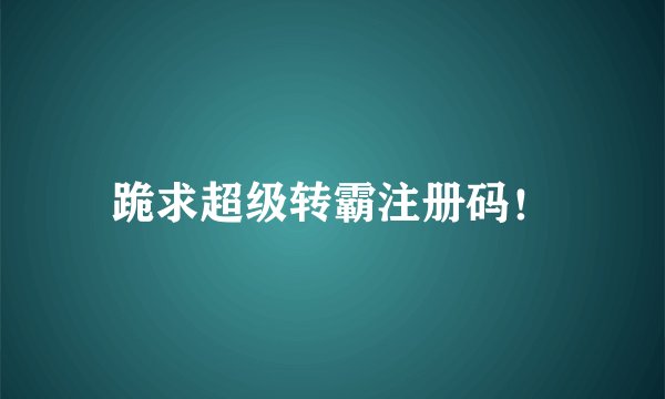 跪求超级转霸注册码！