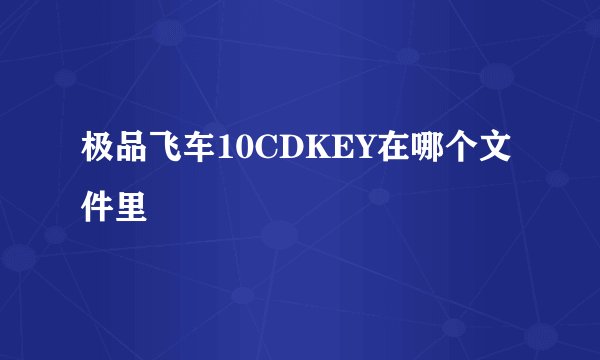 极品飞车10CDKEY在哪个文件里