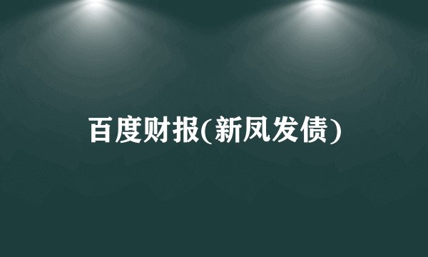 百度财报(新凤发债)