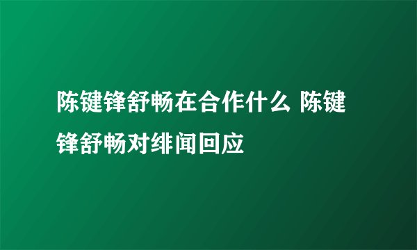 陈键锋舒畅在合作什么 陈键锋舒畅对绯闻回应