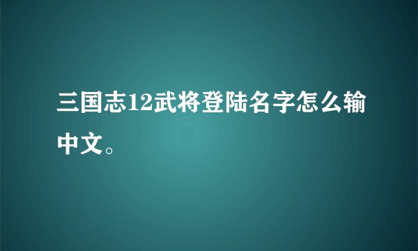 三国志12武将登陆名字怎么输中文。