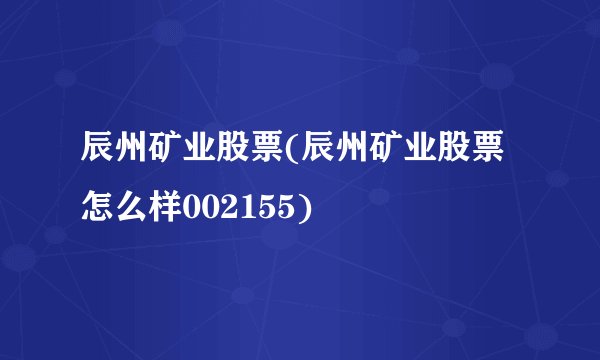辰州矿业股票(辰州矿业股票怎么样002155)