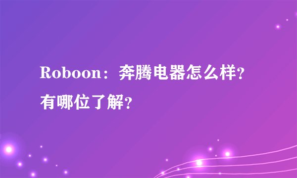 Roboon：奔腾电器怎么样？有哪位了解？