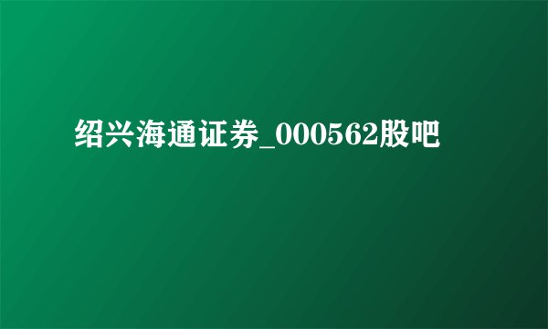 绍兴海通证券_000562股吧