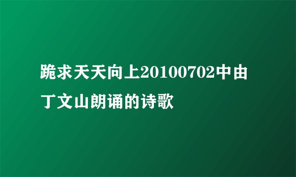 跪求天天向上20100702中由丁文山朗诵的诗歌