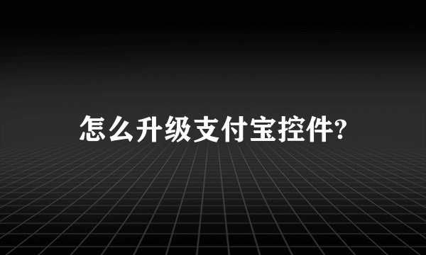 怎么升级支付宝控件?