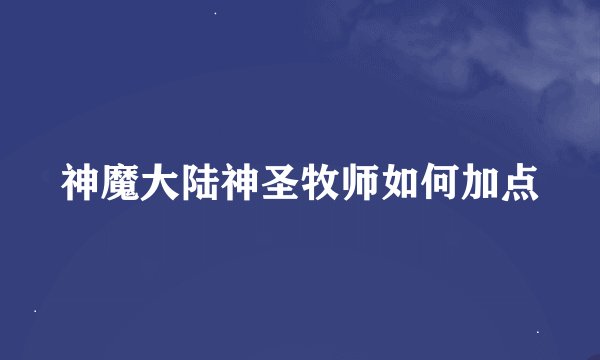 神魔大陆神圣牧师如何加点