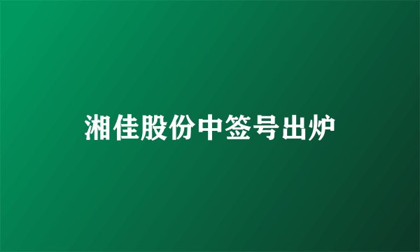 湘佳股份中签号出炉