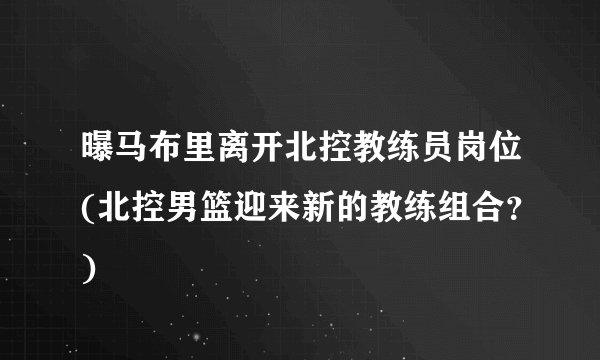 曝马布里离开北控教练员岗位(北控男篮迎来新的教练组合？)