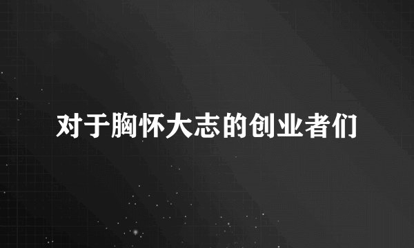 对于胸怀大志的创业者们