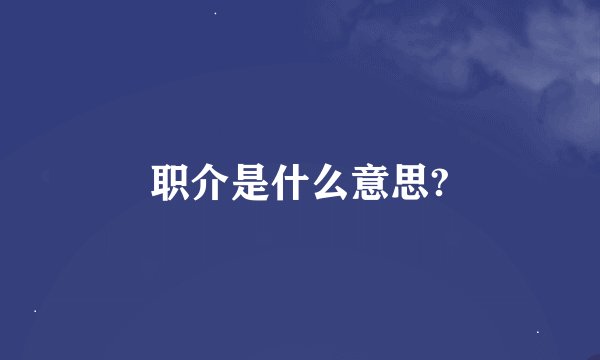 职介是什么意思?