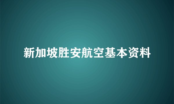 新加坡胜安航空基本资料
