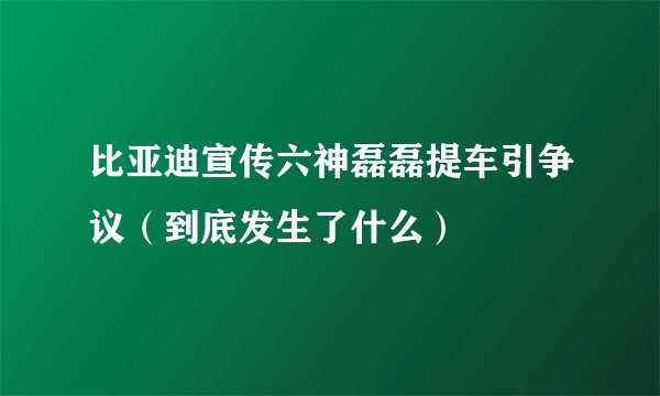 比亚迪宣传六神磊磊提车引争议(到底发生了什么)