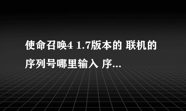 使命召唤4 1.7版本的 联机的序列号哪里输入 序列号有了