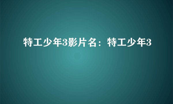 特工少年3影片名：特工少年3