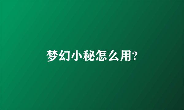 梦幻小秘怎么用?