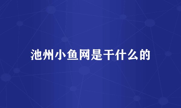 池州小鱼网是干什么的