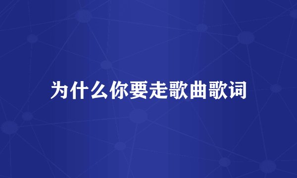 为什么你要走歌曲歌词