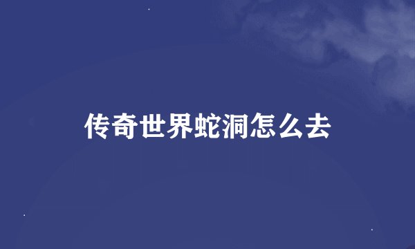 传奇世界蛇洞怎么去