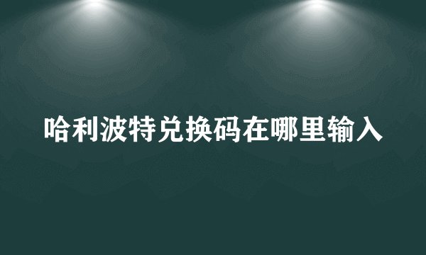 哈利波特兑换码在哪里输入