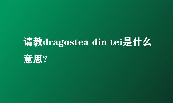 请教dragostea din tei是什么意思?