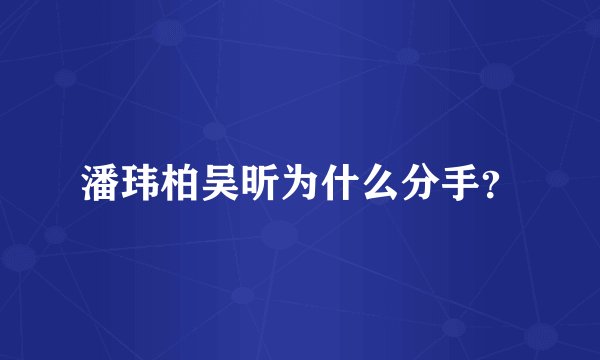 潘玮柏吴昕为什么分手？